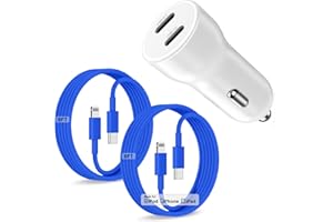 QZVOO iPhone 14 13 Car Charger, Certified 45W Dual Port USB C Rapid Apple Car Adapter with 6ft Type C to Lightning Cable Fast Charging for iPhone 14 Pro/14 Pro Max/14 Plus/13/12/11/X/XS/SE,iPad-Blue