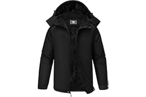 CAMEL CROWN Men's Winter Ski Jacket Mountain Snow Coats Waterproof Detachable Hood Windproof Fleece Rain Jackets