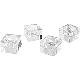 DONOUCLS Home Crystal Tealight Candle Holders Pack of 4, 1.5 Inches Height, Heavy Solid Square Hand Cut Tealight Holders Sets, Centerpiece for Home Decor(Clear)