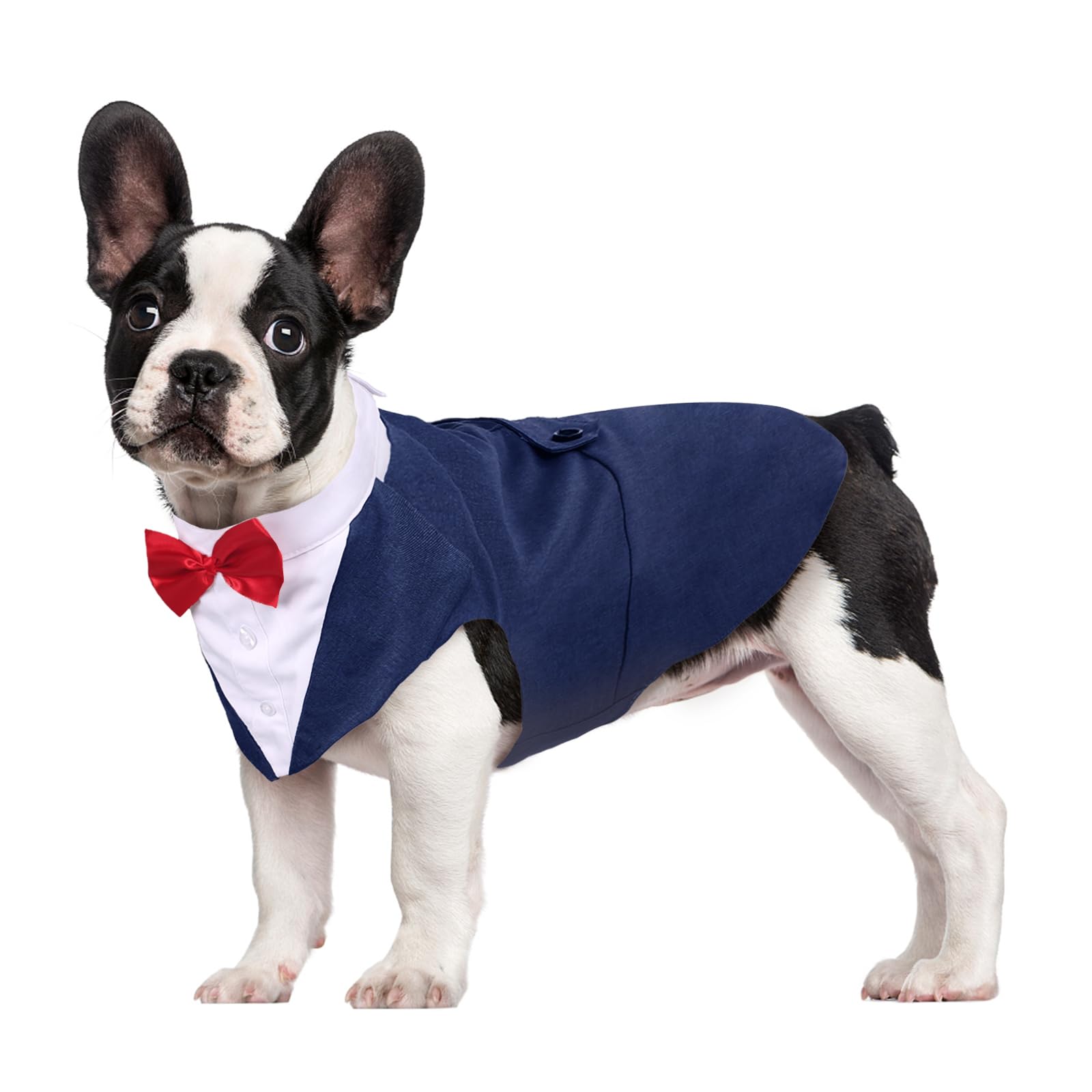 Kuoser Dog Tuxedo, Dog Wedding Suit and Bandana Set, Pet Clothes Puppy Formal Shirt with Removable Bow Tie, Doggie Costume Small Medium Large Dogs Outfit for Party Birthday Festival