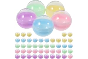 FAVOMOTO 50Pcs 2 Inch Translucent Macaron Fillable Round Balls for Gumball Machines Vending Capsules DIY Craft Containers Party Decoration Favors