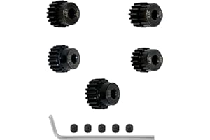 48P Pinion Gear Set,Maklavel 16T 17T 18T 19T 20T 32 Pitch Chrome Steel Pinions Replacement Fit for 3.175mm Shaft Motor,5PCS Transmission Gears and Hexagonal Wrench for 1/8 1/10 RC Model Car Truck