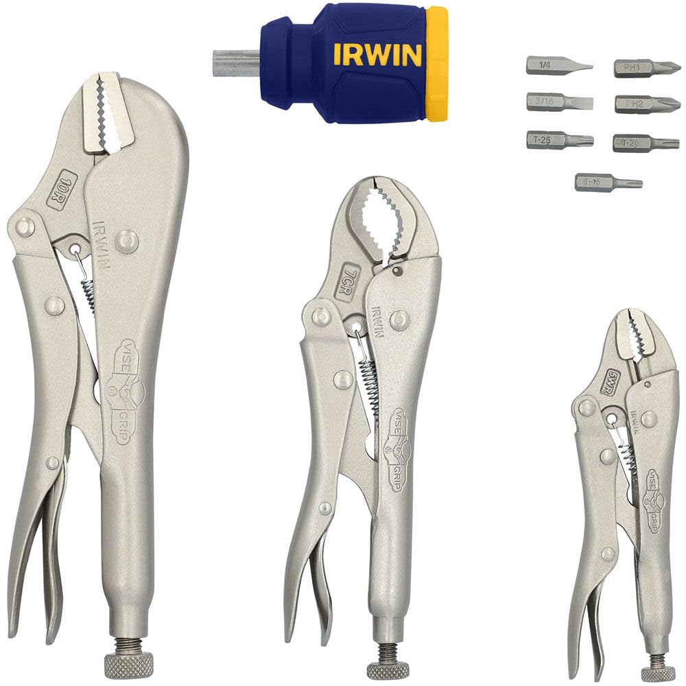 Irwin 2077703 Vise-Grip Fast Release Locking Pliers Set with Free 8-in-1 Multi-Tool, 3-Piece