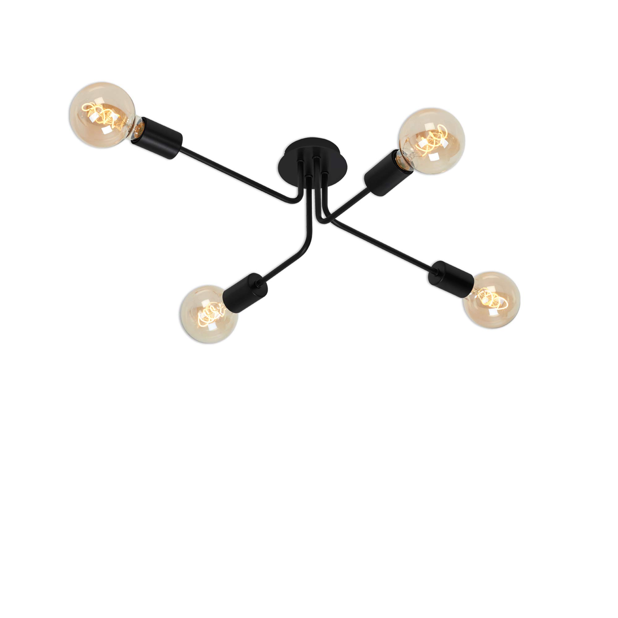 BRILONER Leuchten 4-Flame, Ceiling lamp, Retro, Vintage, 4X E27-max. 60 watts, Metal, Black, 660 x 445 x 185mm (L x W x H)