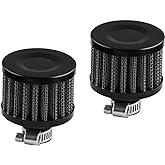 RASNAUTO 2pcs 12mm Air Filter Cold Air Intake Filter Breather Turbo Vent Cleaner Black Universal for Car and Motorcycle