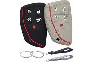 REPROTECTING Silicone Rubber Key Fob Cover Compatible with 2025-2022 Chevy Chevrolet Silverado 1500 GMC Sierra 1500, 2025 2024 Silverado Sierra 2500HD 3500HD (Black Grey)