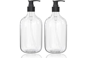 BALLHULL 17 Ounce Clear Plastic Pump Bottle Dispenser, Refillable Empty Bottle Container with Pump for Essential Oil Soap Lotion Shampoo, 2 Pcs
