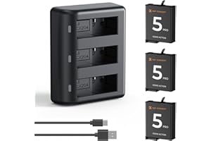 K&F CONCEPT 3-Pack Osmo Action Extreme Battery Plus (2100mAh) and Charger Set, Compatible with DJI Action 6 Osmo 360 Action 5