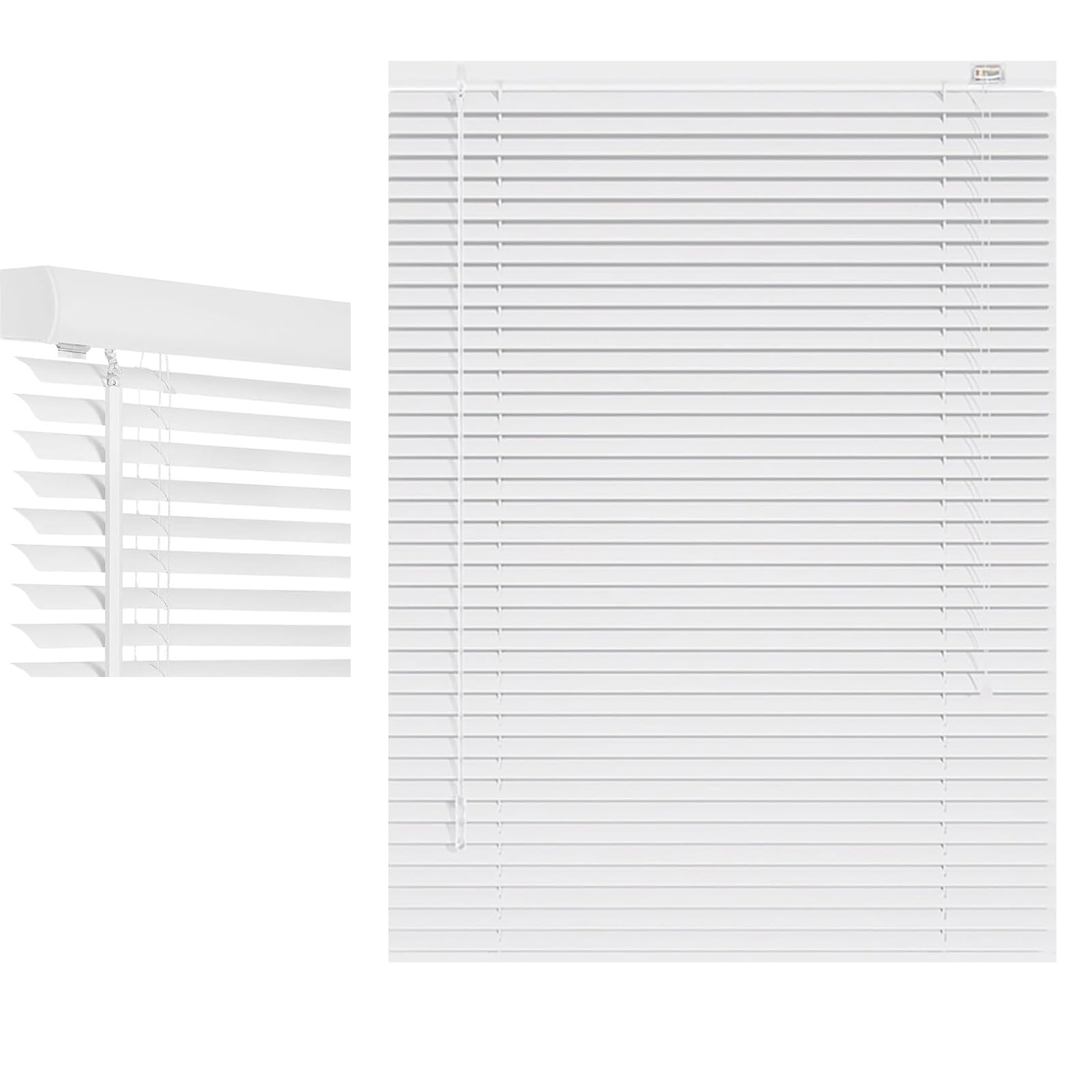 Photo 1 of 1-inch Aluminum Mini Blinds for Windows, Waterproof Venetian Blind Custom Size 20" 25" 35" 45" 60" 70" 80", Cordless Sun Blocking Horizontal Window Shades Suitable for Indoor(White)