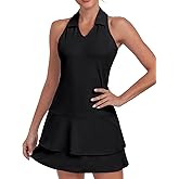 Soneven Tennis Dress for Women Golf Dresses with Built in Shorts Pockets Sleeveless Polo Racerback Workout Athletic Dresses