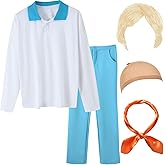 HMPRT Halloween Costume for Men Classic White Shirt and Pants Outfit Cosplay Fancy Dress Suit
