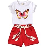 YOUNGER TREE Toddler Baby Girls Clothes Watermelon T-shirt + Linen Shorts with Belt Cute Summer Short Set