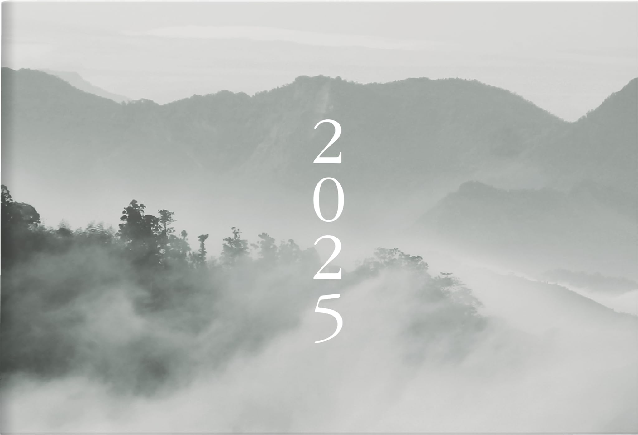 rido/idé Septimus Pocket Diary Model (2025) "Cloudy Mountains", 2 Pages = 1 Week, A6 Landscape, 128 Pages, Graphic Cover, Green