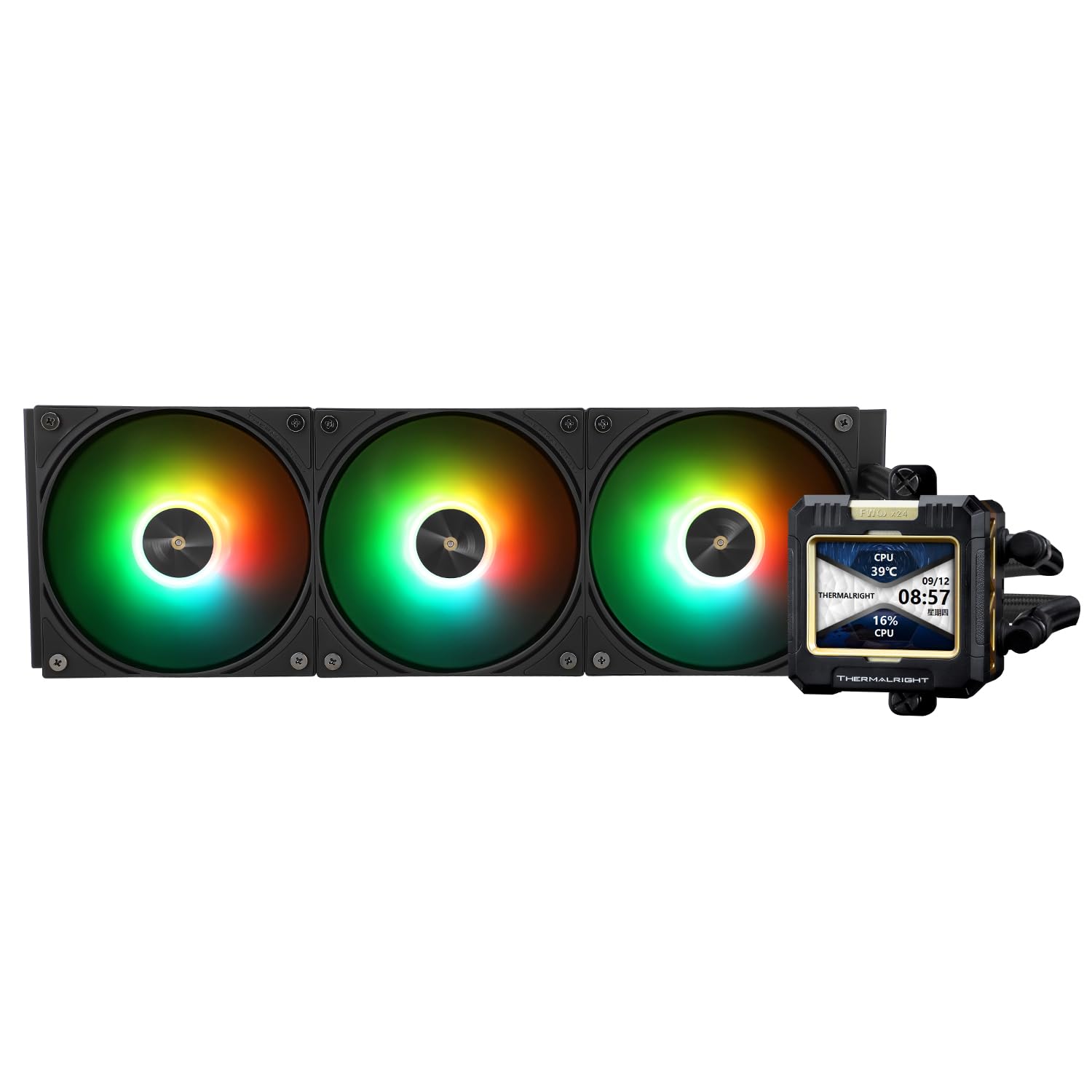 Photo 1 of Thermalright FW 360 Black ARGB AIO CPU Liquid Cooler,IPS LCD Screen with 320 * 240 Resolution,for AM5/Intel LGA1700/1851,‘2.4 inch’Magnet-Absorbent LCD Screen for Images -Black
