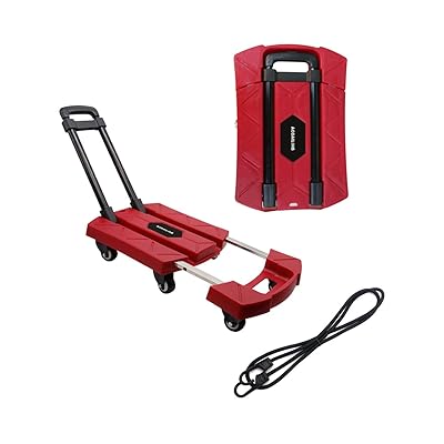 AODAILIHB Portable Folding Luggage Cart 360&deg; Rotate Wheels Load 440 pounds (Red)