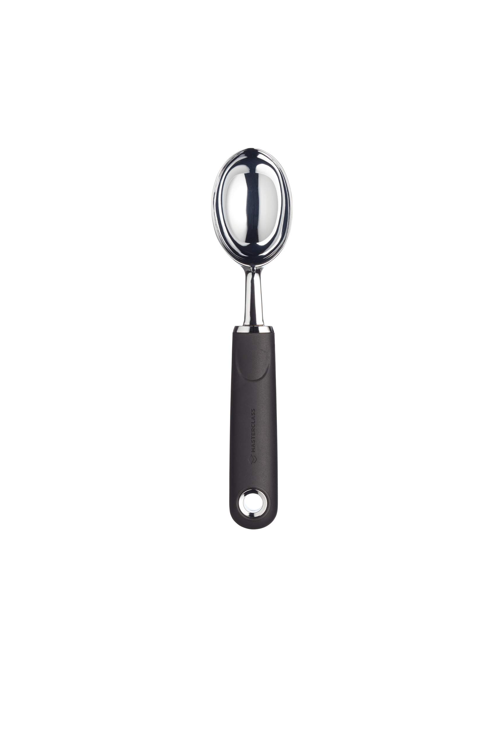 MasterClass Ice Cream Scoop with Soft Grip Handle, Stainless Steel, 20 cm, Black