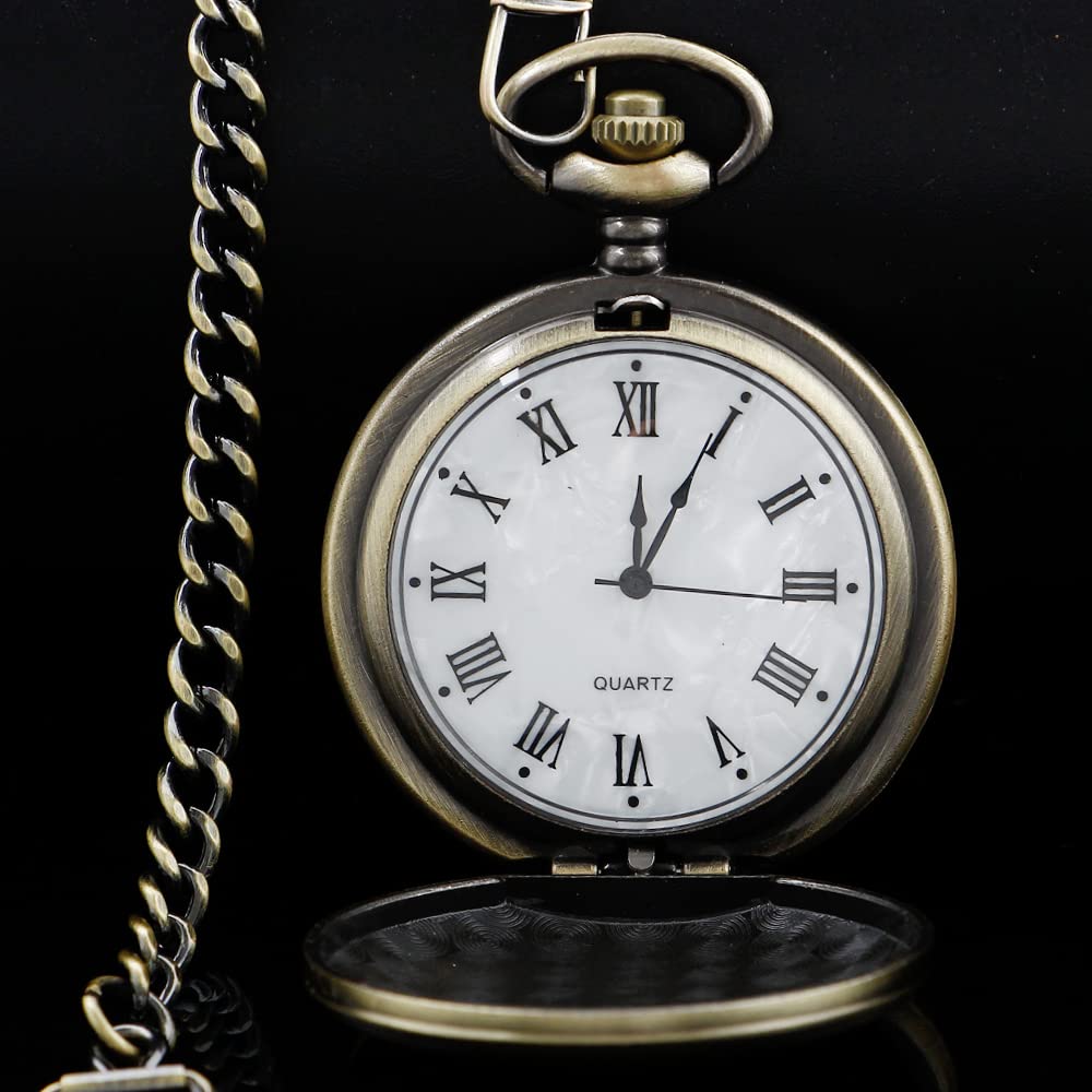 Tiong Smooth Pocket Watch,Personalized Pocket Watch,Customized Watches for Men,Engraved Pocket Watches for Father‘s Day with Chain