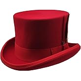 Willheoy Wool Top Hat for Men Satin Lined Topper Hat Black Mens Tall Tophat Christmas Costume Cap