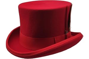 Willheoy Wool Top Hat for Men Satin Lined Topper Hat Black Mens Tall Tophat Christmas Costume Cap