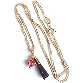 SIFRIMANIA Azabache Protection Necklace for Women 18K Gold Plated Spiral Chain 17.2 Inches Jet Hand Evil Eye Pendant