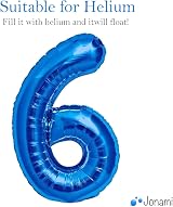 Jonami Balloon 6th Birthday Blue XXL 40” Foil Balloon Flys with Helium view 3