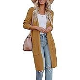 Amarmia Womens Long Sleeve Open Front Cardigan Sweater Lightweight Knit Casual Loose Fit Sweaters Outerwear with Pockets