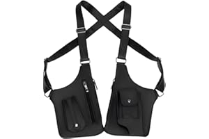 ASTRULUME Premium Leather Adjustable Underarm Shoulder Holster Bag for Men and Women，Multi-Pocket Anti-Theft Double Shoulder 