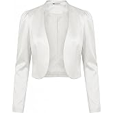 BOLEROSE Formal Long Sleeve Satin Bolero Shrug Occasion Jacket