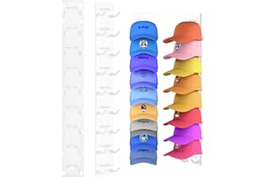 2 Pack Hat Organizer for Baseball Caps, Strong Adhesive Hat Rack for Wall, Multilayer Storage Display Holder, Wall Mounted Ha