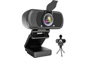 HZQDLN Webcam HD 1080P,Webcam with Microphone, USB Desktop Laptop Camera with 110 Degree Widescreen,Stream Webcam for Calling, Recording,Conferencing, Gaming,Webcam with Privacy Shutter and Tripod