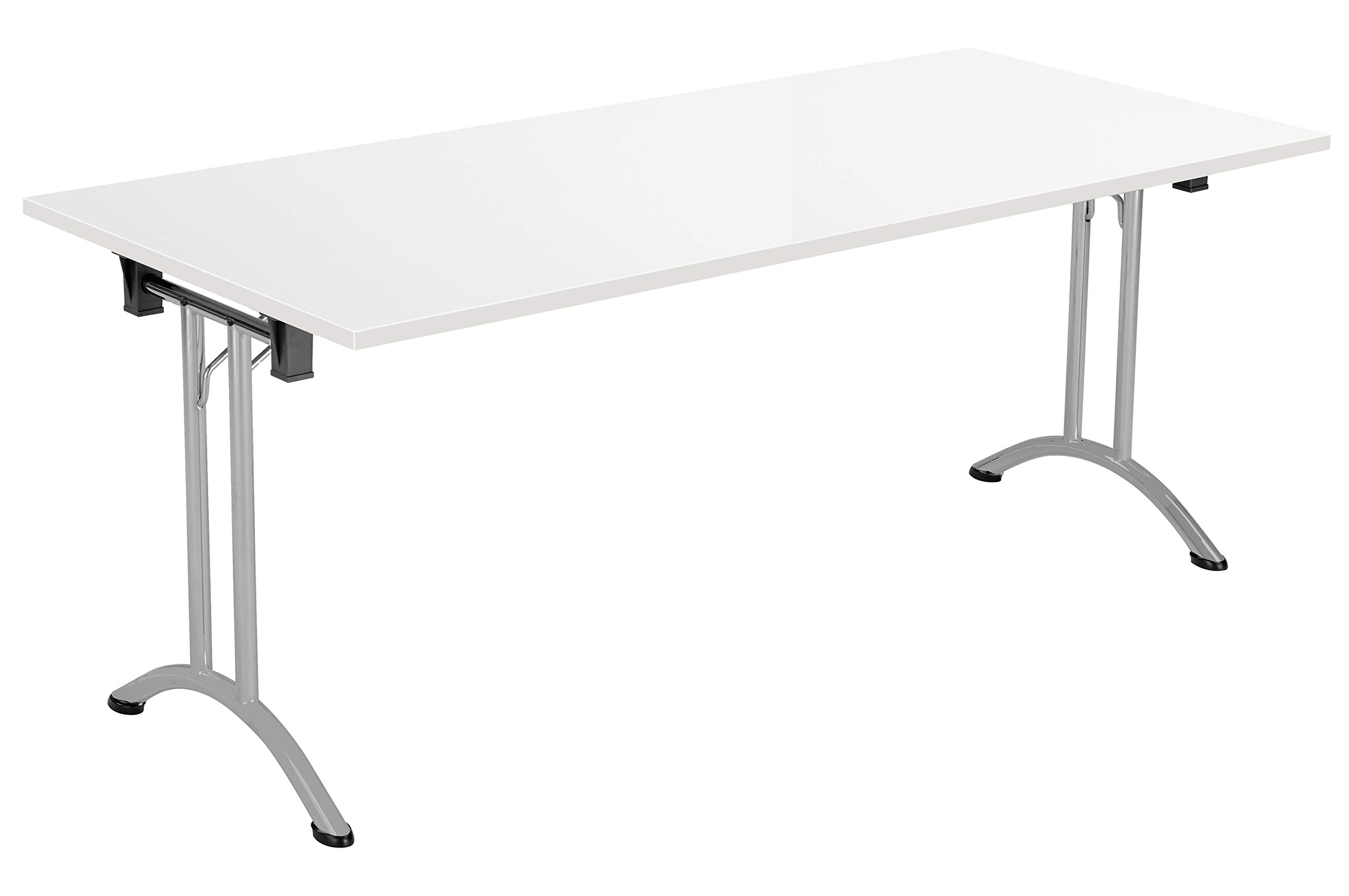 Office Hippo Folding Office Table, Sturdy & Stylish Computer Table Desk, Work Table For Home Office, Versatile Foldable Table For Meeting Room or Boardroom, 5 Year Guarantee - White / Silver