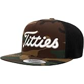 Funny 3D Puff Titties Embroidered Hat - Novelty Humorous Adult Humor Golf Trucker Hat Adjustable Snapback Cap for Adults