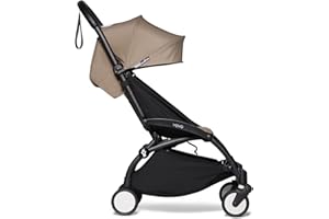 Babyzen YOYO2 Stroller - Black Frame with Taupe Seat Cushion & Canopy