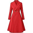 CURLBIUTY Women's Pea Coat Double Breasted A Line Long Trench Coat Winter Dress Coat with Pockets