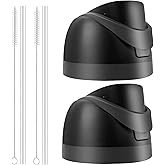 PHULWEL 2 Pack Replacement Lid for Owala Freesip Water Bottle, Compatible with Owala Lid and Cap 16oz 24oz 32oz 40oz, Owala Cup with Straw Brush, Owala Accessories Leak-Proof,BPA-Free（Black）