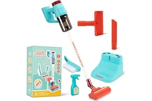 CAPAKIDS Kids Vacuum Cleaning Toy Set, Kids Vacuum That Really Works with Real Suction Light & Sounds Effects, Durable Toy Vacuum Toddler Cleaning Set as Gifts for Children Age 3+