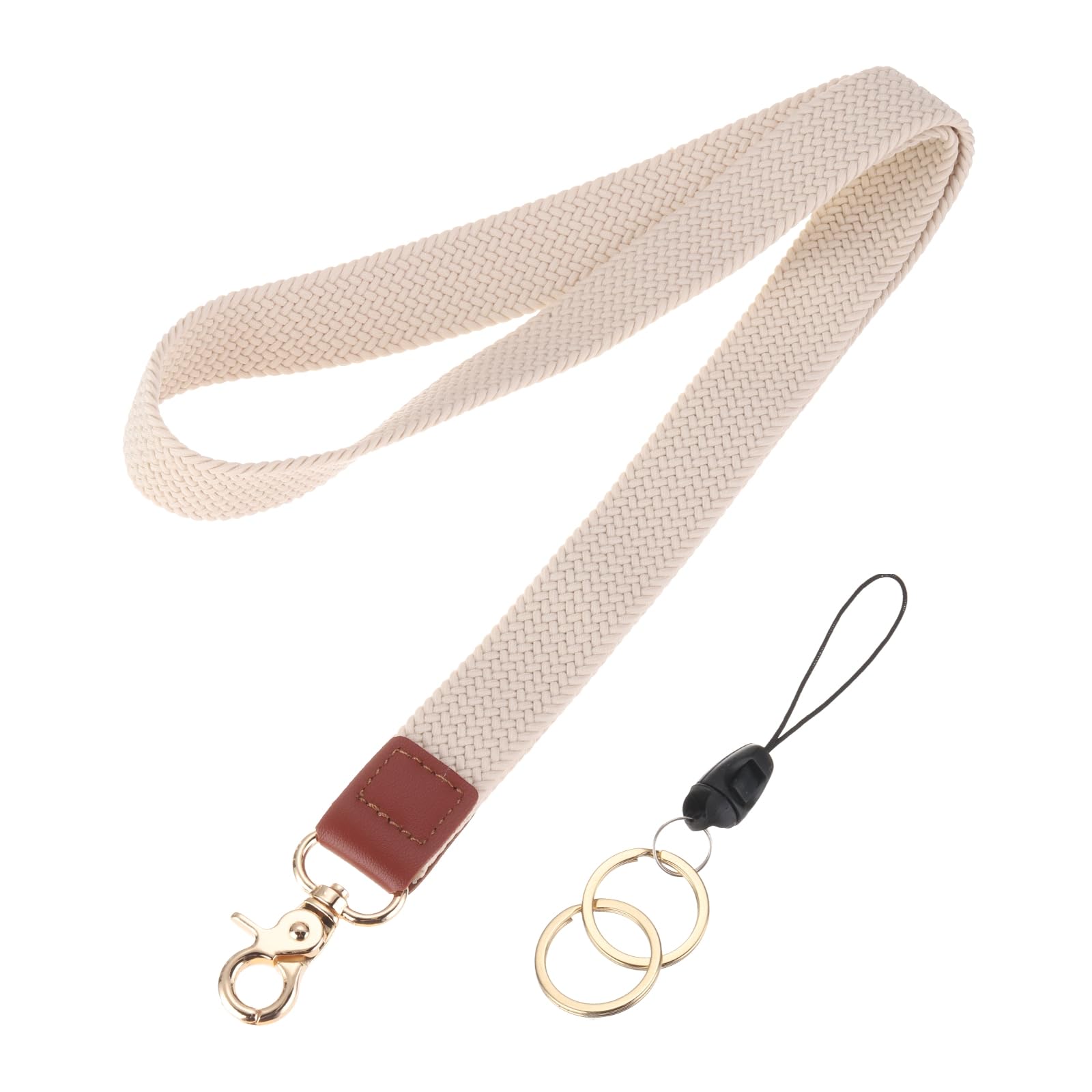 PATIKIL Stretchy Neck Lanyard, Elastic Badge Lanyard with Metal Clasp for Teacher Women Men 1 Set Keychain Long Lanyard for Wallet Keys ID Card, Beige