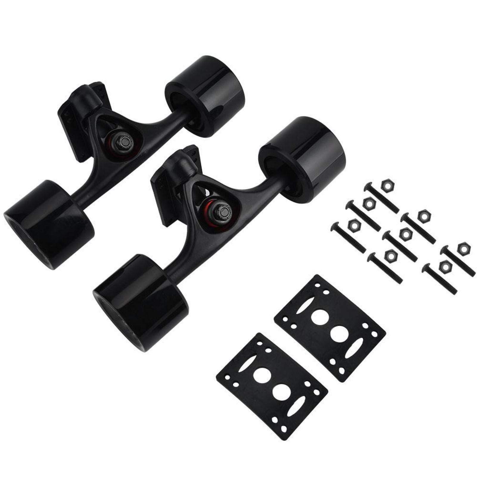 Demeras Skateboard Undercarriage Kit Skateboard Truck Wheels Longboard for Skateboard (Black Wheel)