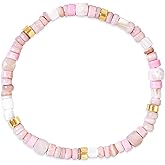 Agriajun Colorful Stone Beaded Stackable Stretch Bracelets for Women, Trendy Handmade Gold Gemstone Beads Friendship Bracelet Summer Beach Jewelry Gift