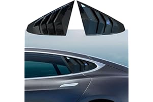 YHCDSEA for Tesla Model S Rear Side Window Covers Louvers Sport Style Cool Exterior Decoration fit Tesla Model S 2017-2025 Accessories (Glossy Black)