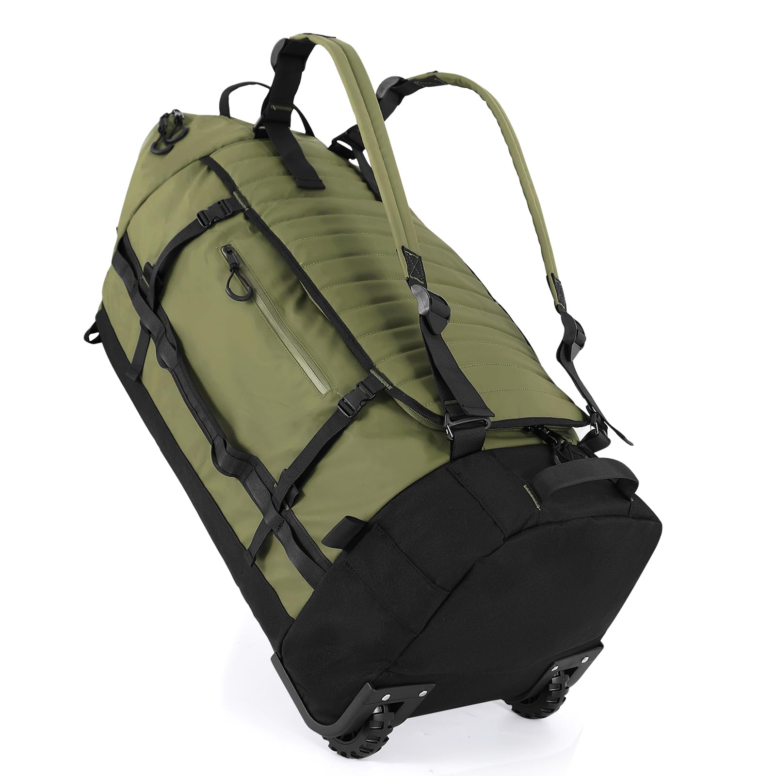 Photo 1 of Rolling Duffle Bag with Wheels,86L 30”Folding Duffle Backpack with 2 Wheels,Travel Bag with Separate Shoe Compartment,Green