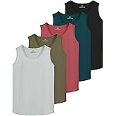 Real Essentials 5 Pack: Men's Dry-Fit Muscle Tank Top Sleeveless Shirts Workout Tees Athletic Gym (Big & Tall Available)