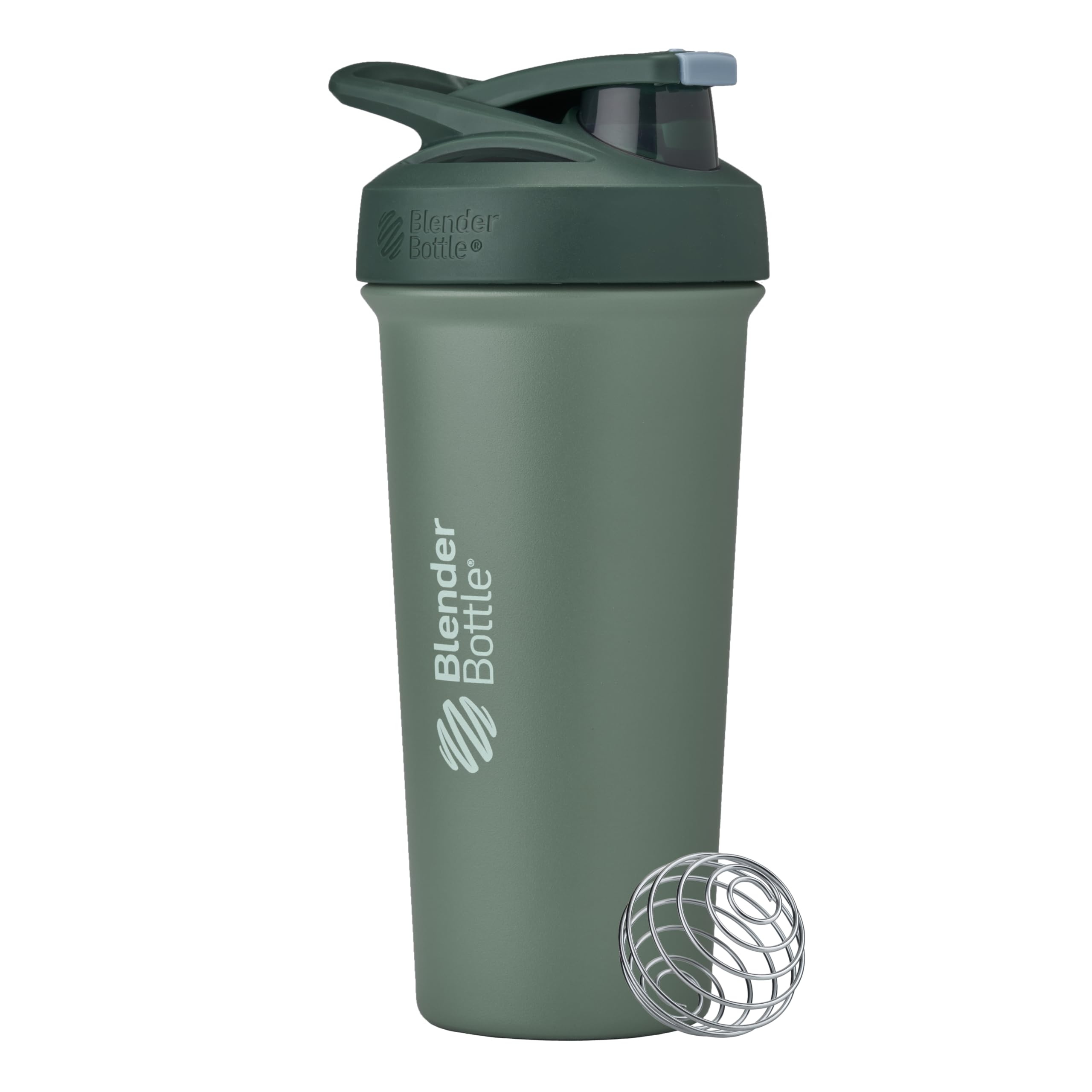 Photo 1 of BlenderBottle Strada Sleek Shaker Cup Insulated Stainless Steel Water Bottle with Wire Whisk, 25-Ounce, (Green) Seaglass