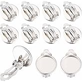 SUNNYCLUE 1 Box 50Pcs Clip on Earrings Findings Earring Cabochon Settings Stainless Steel Earring Converters Round Flat Back Tray Earring Clips for Non Pierced Ears Women Jewelry Making DIY Crafts