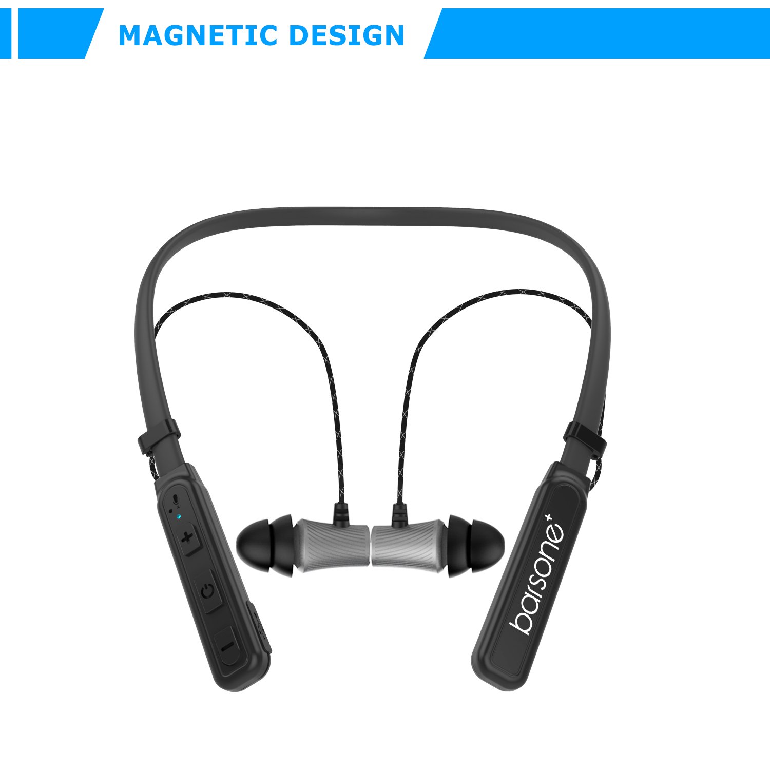 Barsone Neck Band Wireless Bluetooth Headset, Bluetooth 4.1 Headphones Stereo Magnetic Attraction Earbuds Sweat-Proof Sports In Ear Headphones with Microphone for iPhone,Samsung HTC and Most Other Bluetooth Bluetooth Devices (Gray)