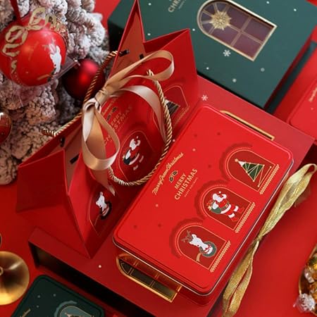 Regalo Di Natale 2.Gousheng Confezione Regalo Di Natale Confezione Regalo Di Natale Scatola Di Latta Di Natale Scatola Rettangolare Scatola Di Biscotti Scatola Di Latta Rotonda Scatola Di Regalo Di Natale 2 Pezzi Amazon It Casa