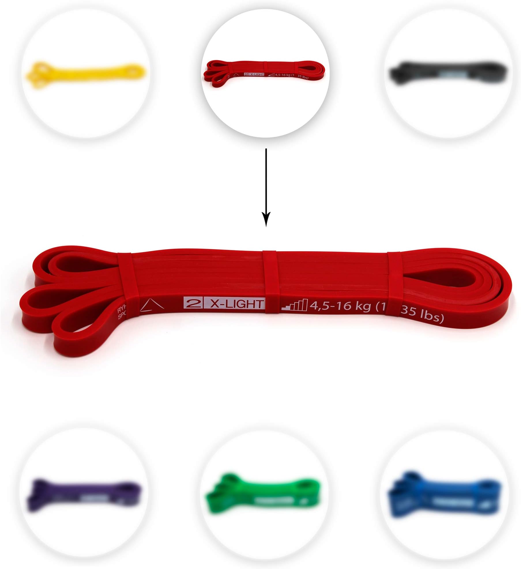 Ryher Fitness Pull Up Resistance Band - Exercise bands for CrossFit, Chin Up Assistance, Elastic Band for Powerlifting, Streching - CHOOSE Color and Resistance from bellow