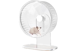 MINI&MOE Super-Silent Hamster Exercise Wheel: Silent Spin Toys Hamster Running Wheels with Height Adjustable Stand for Hamsters Gerbils Mice Or Other Small Animals -8.5inch Clear