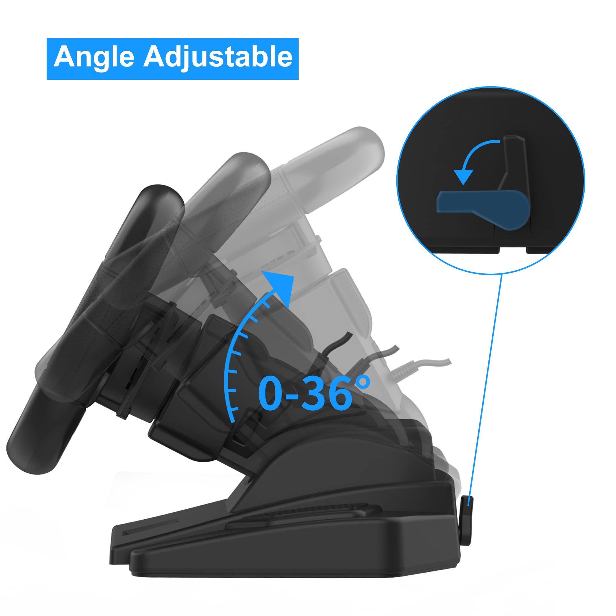 DOYO Xbox360 Gaming Racing Steering Wheels with Pedals and Paddle Shifters for PC, 180° Volante PC with gas Pedal for Playstation 3, Switch, Android Plug and Play with Height and Tilt Adjustable