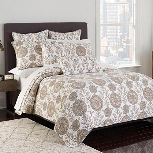 HALZANDER Bedspread Quilt Sets, 3-Piece Coverlet Set 100% Cotton, Reversible Patchwork Bedding Quilted, Arabesque Floral Theme, Queen Size NO.HZ-A1801 (Queen)